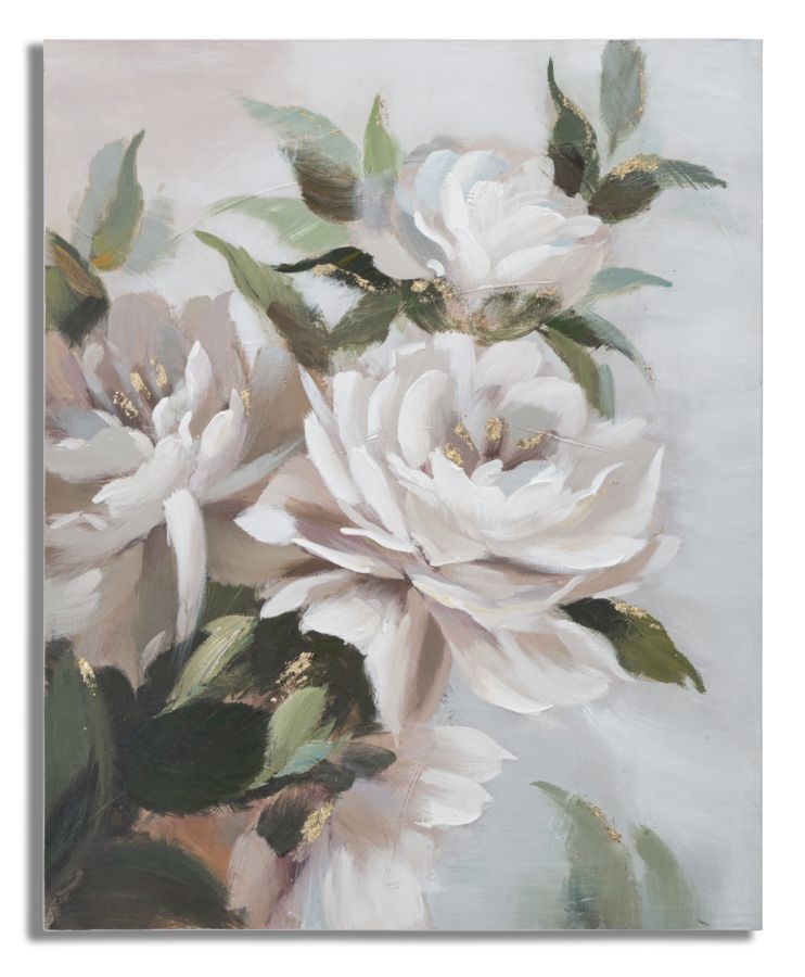 Handgemaakte wandschildering Bloem & Blad – 100 × 3,7 × 80 cm van Mauro Ferretti