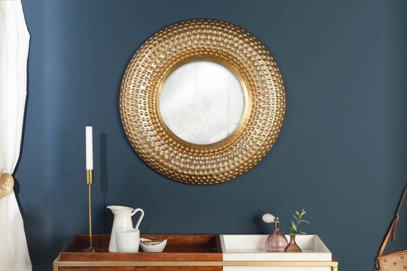 Handgemaakte wandspiegel ORIENT 60 cm – Gouden, gehamerd design van Invicta Interior
