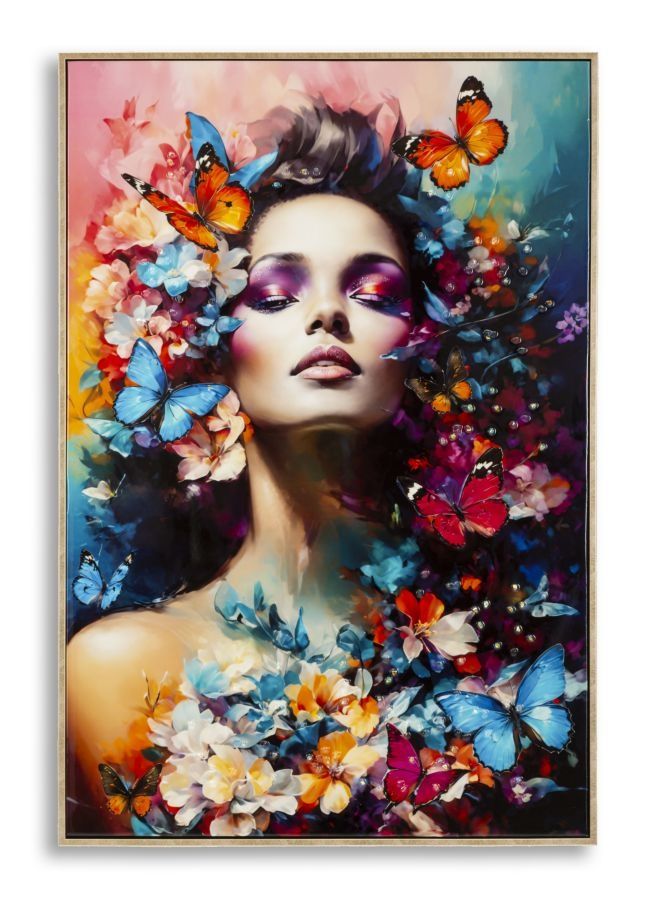 Handgeschilderd canvaskunstwerk “Marty” – Gelakt, 62 × 4 × 92 cm – Mauro Ferretti