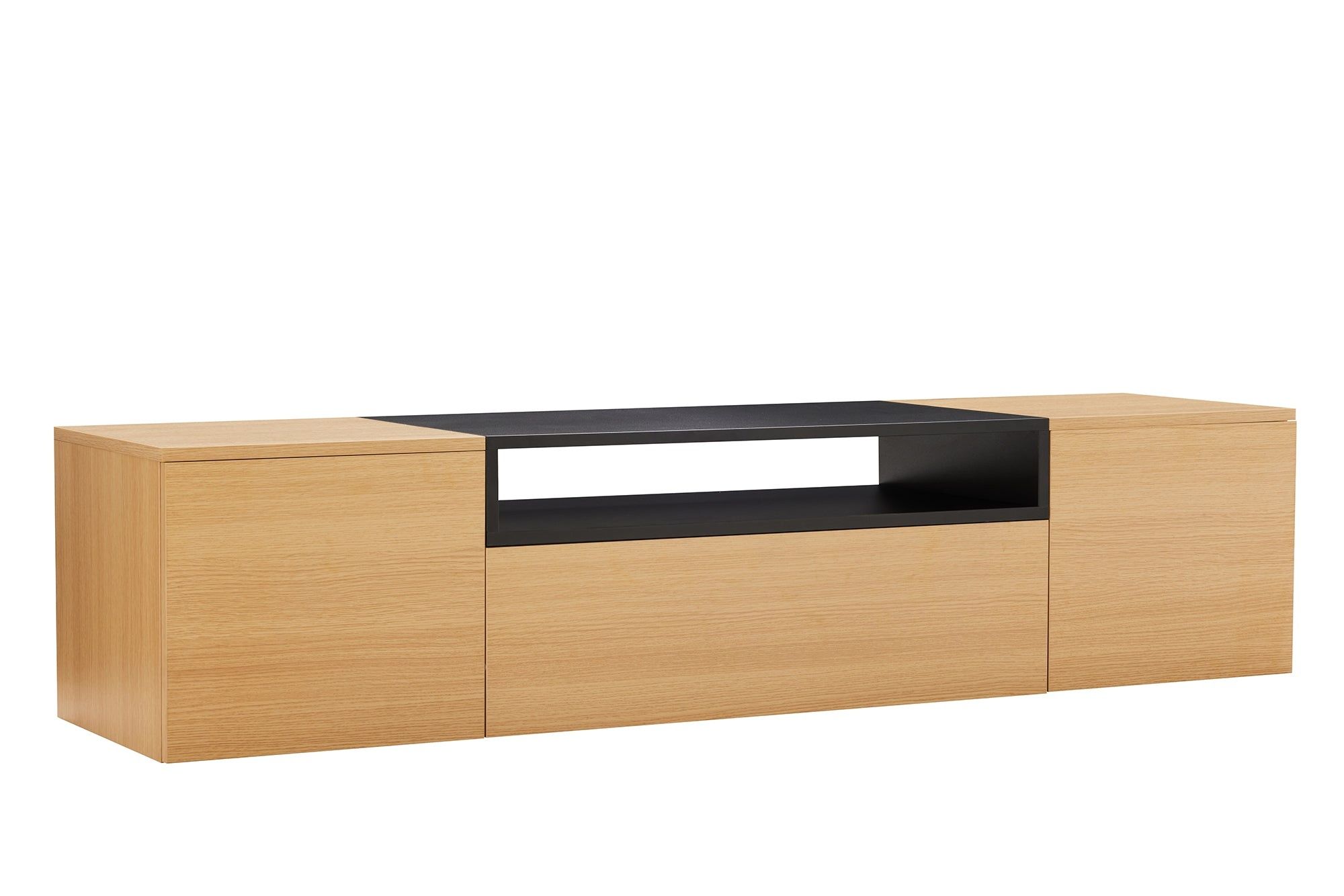 Hangend TV‑bord LOFT 160 cm – Natuurlijke Zwarte Look van Invicta Interior