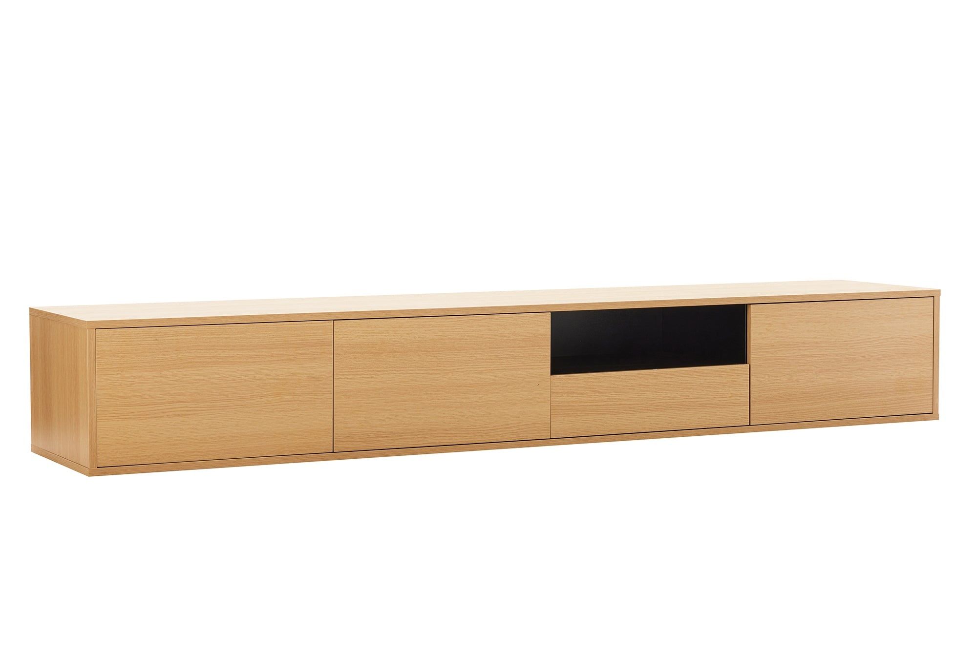 Hangend TV-bord LOFT 200 cm – Natuurlijke Zwarte Stijl van Invicta Interior