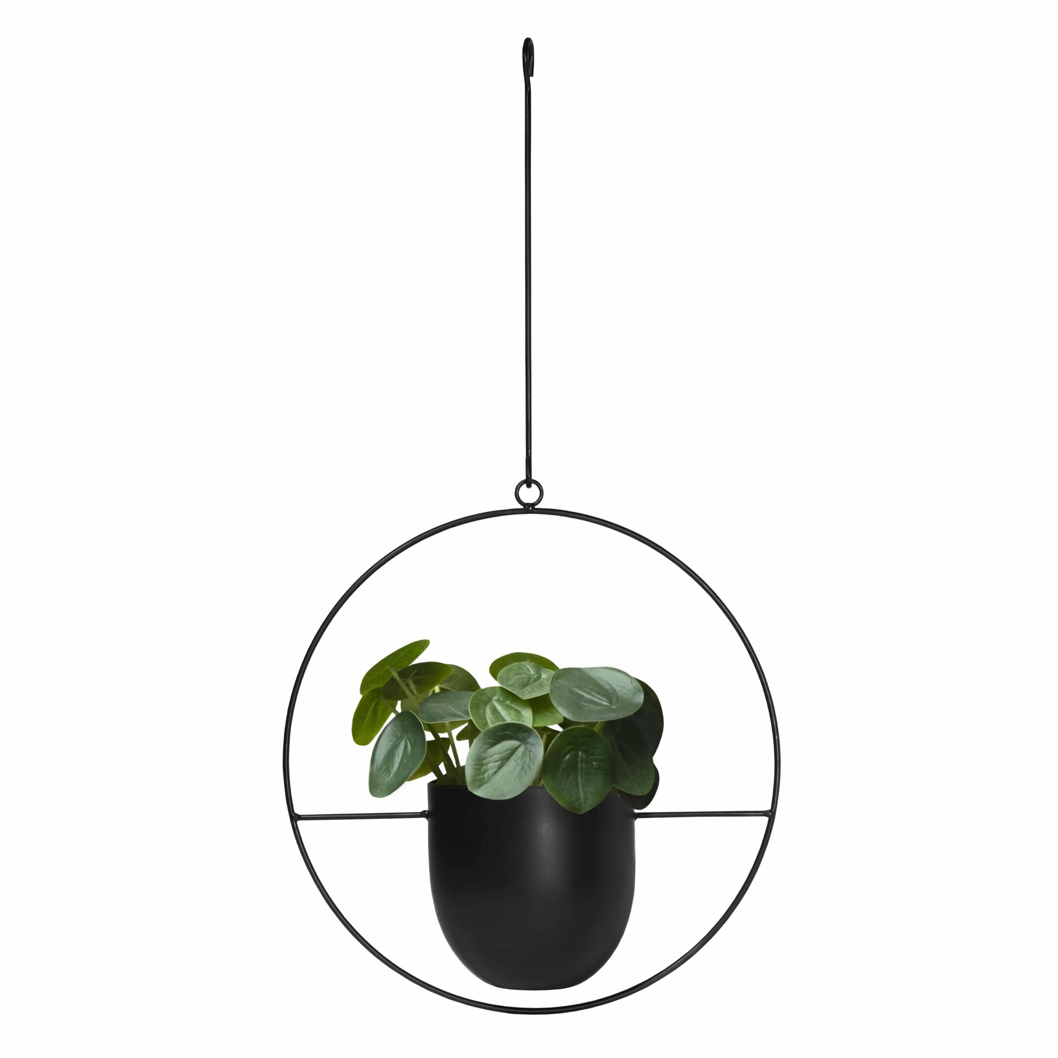 Hangende zwarte QUVIO bloempot – Minimalistisch metalen design (14 cm)