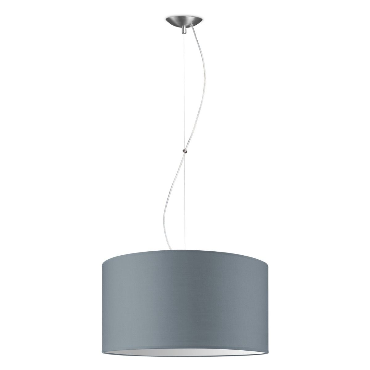 Hanglamp Basic Deluxe Bling – Lichtgrijze ronde kap Ø 50 cm