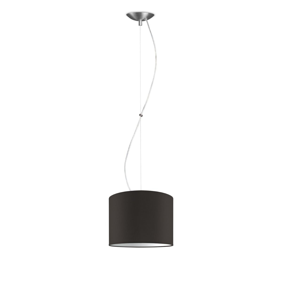 Hanglamp Basic Deluxe Bling – ronde bruine katoenen kap, 25 cm, verstelbaar