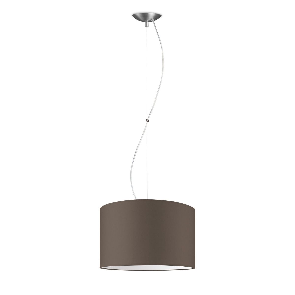 Hanglamp Basic Deluxe Bling – Ronde Katoenen Kap in Taupe, Ø 35 cm