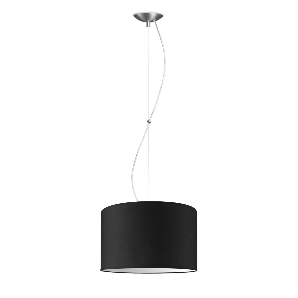 Hanglamp Basic Deluxe Bling – Zwarte ronde katoenen kap, Ø 35 cm