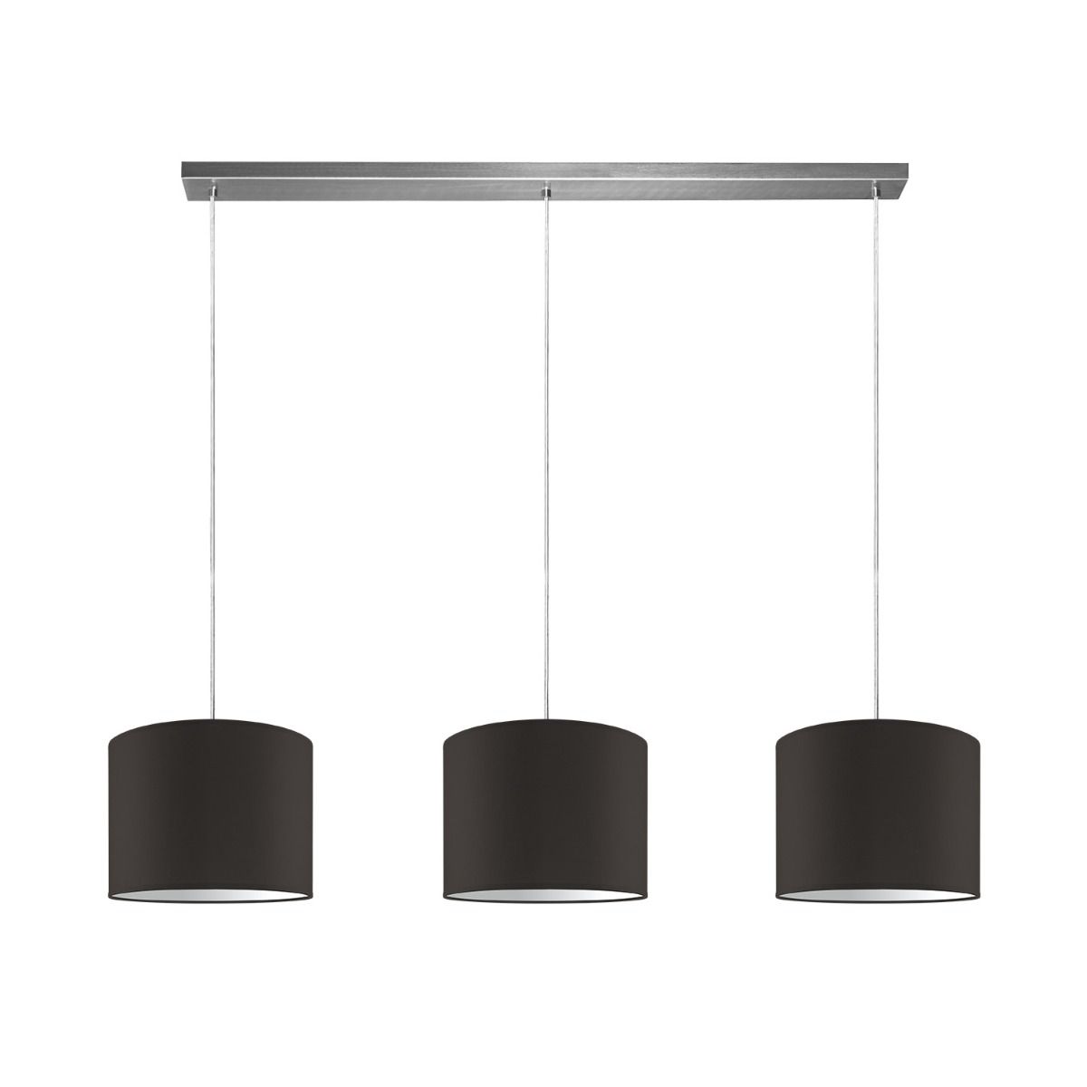 Hanglamp Beam 3 Bling – Drie choco‑bruine katoenen kappen (Ø 25 cm)