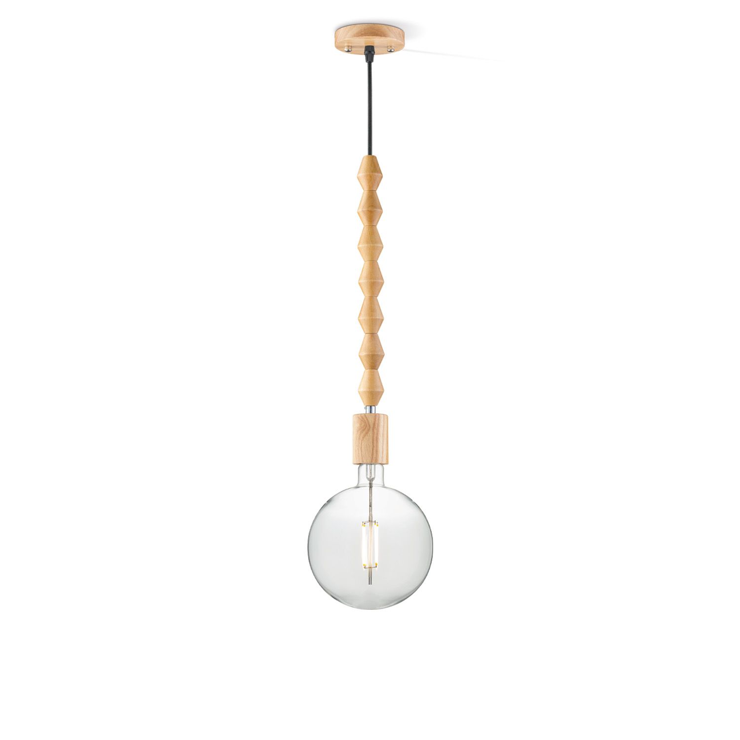 Hanglamp Dana Globe – Houten pendellamp voor een warme, natuurlijke sfeer