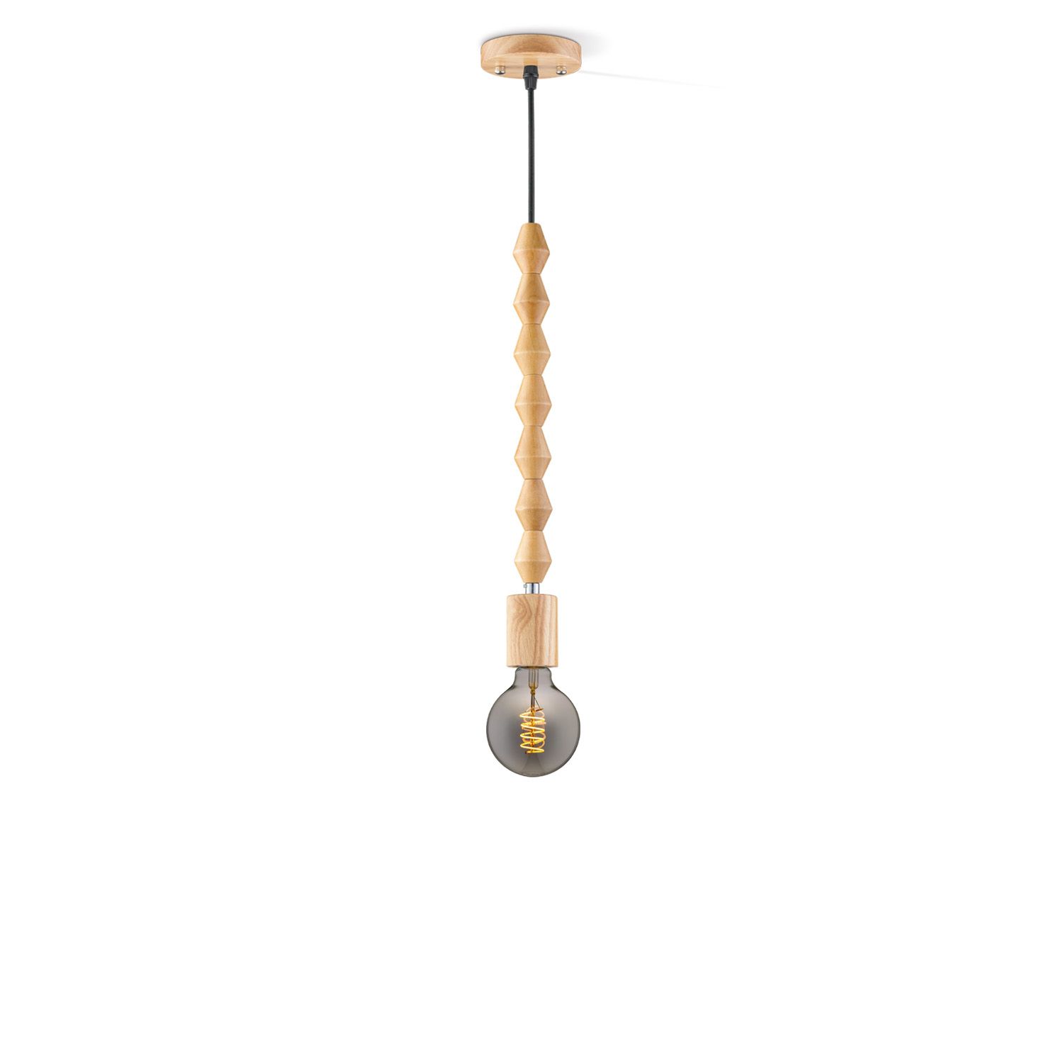 Hanglamp Dana Spiral g95 – Houten pendellamp in smoked afwerking