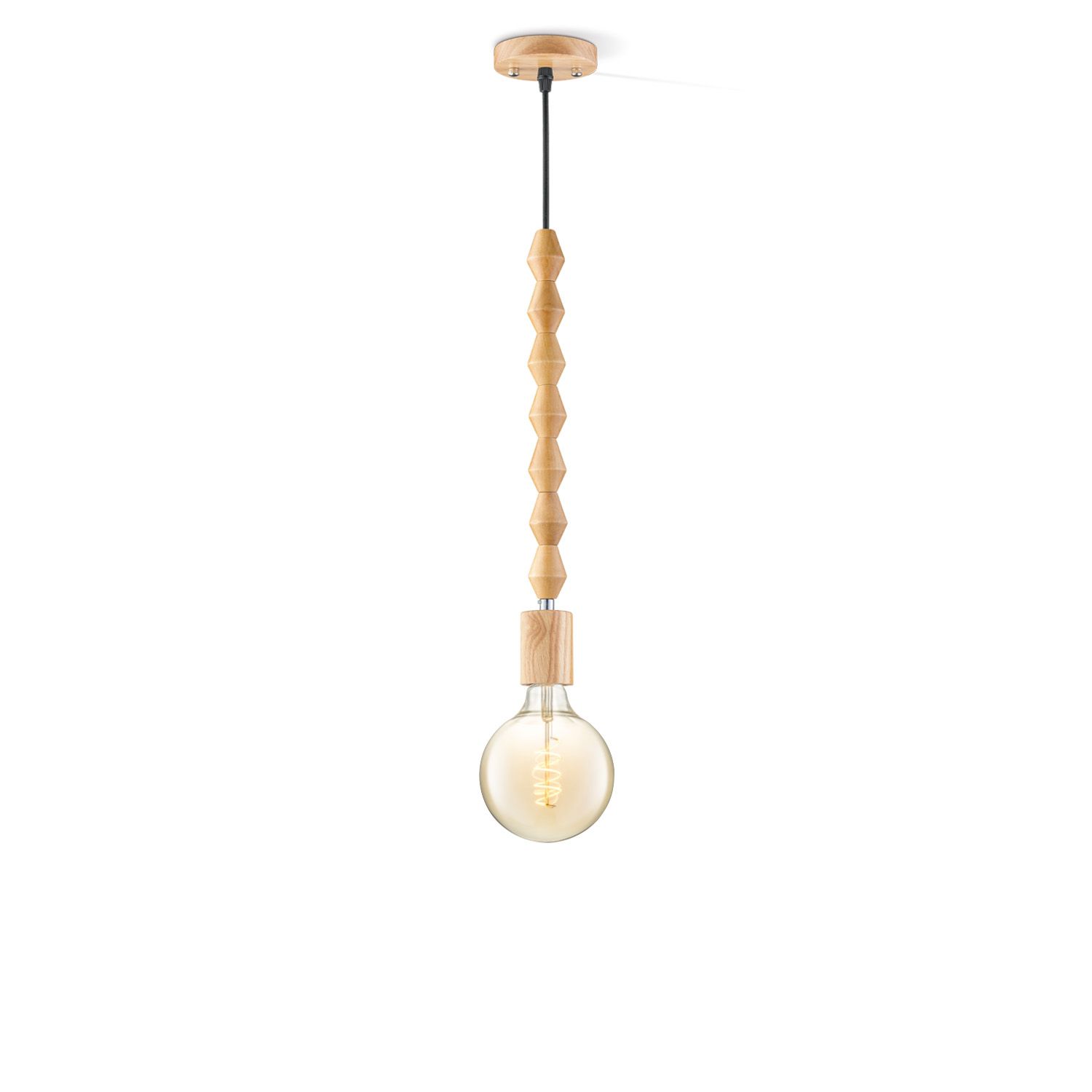 Hanglamp Dana Spiral – warme amberkleurige houten pendel voor elke ruimte