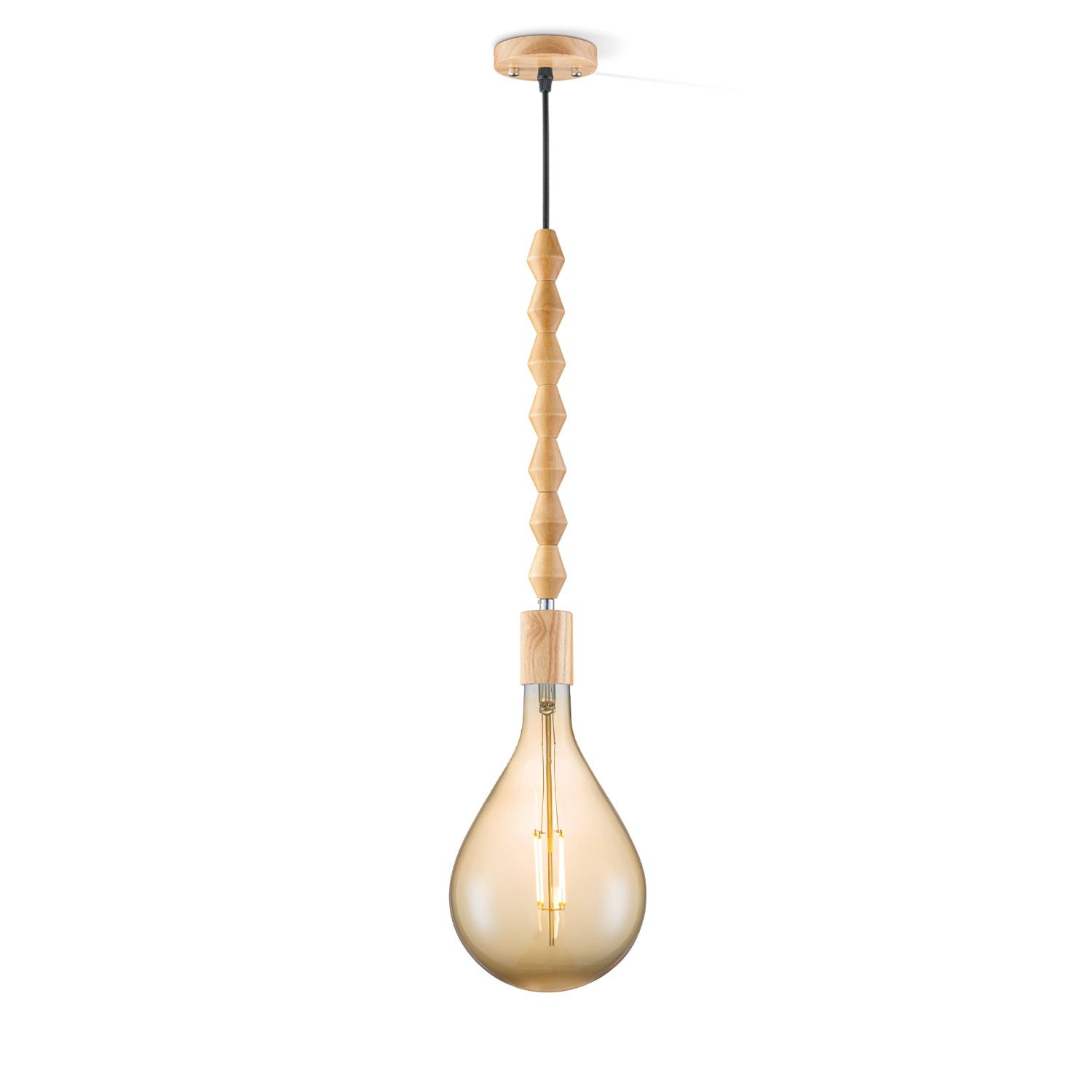 Hanglamp Dana – Warme Houten Pendellamp in Amber