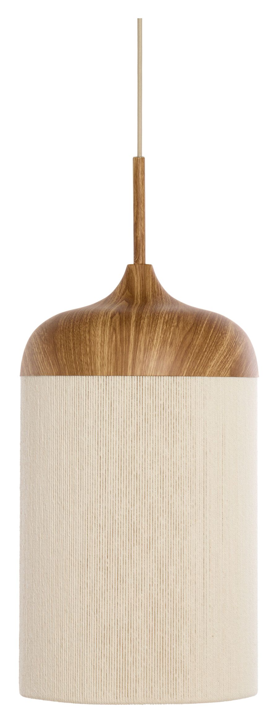 Hanglamp Dania – Japandi Houtlook met Touw, 22 cm (Bruin)
