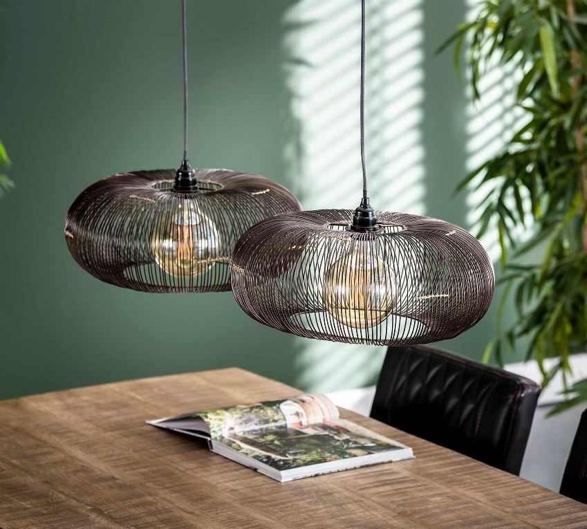 Hanglamp Disk 102 cm – Moderne zwarte nikkellamp met verstelbare diskvormige kappen