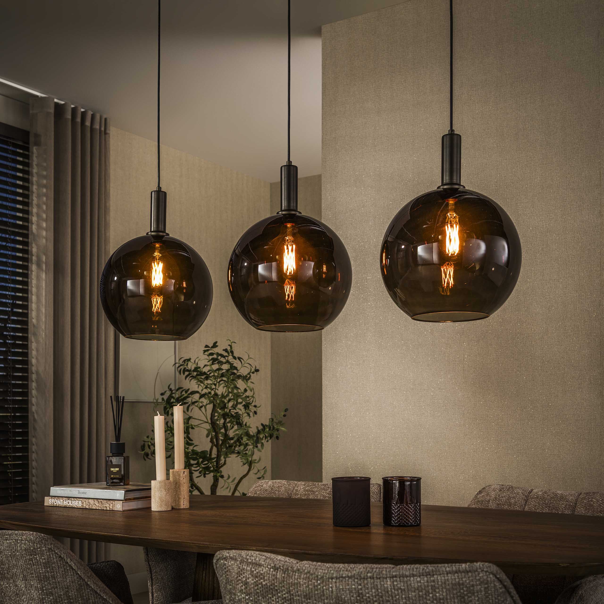 Hanglamp Janetta – 3‑lampen set in warme Sienna bruine afwerking