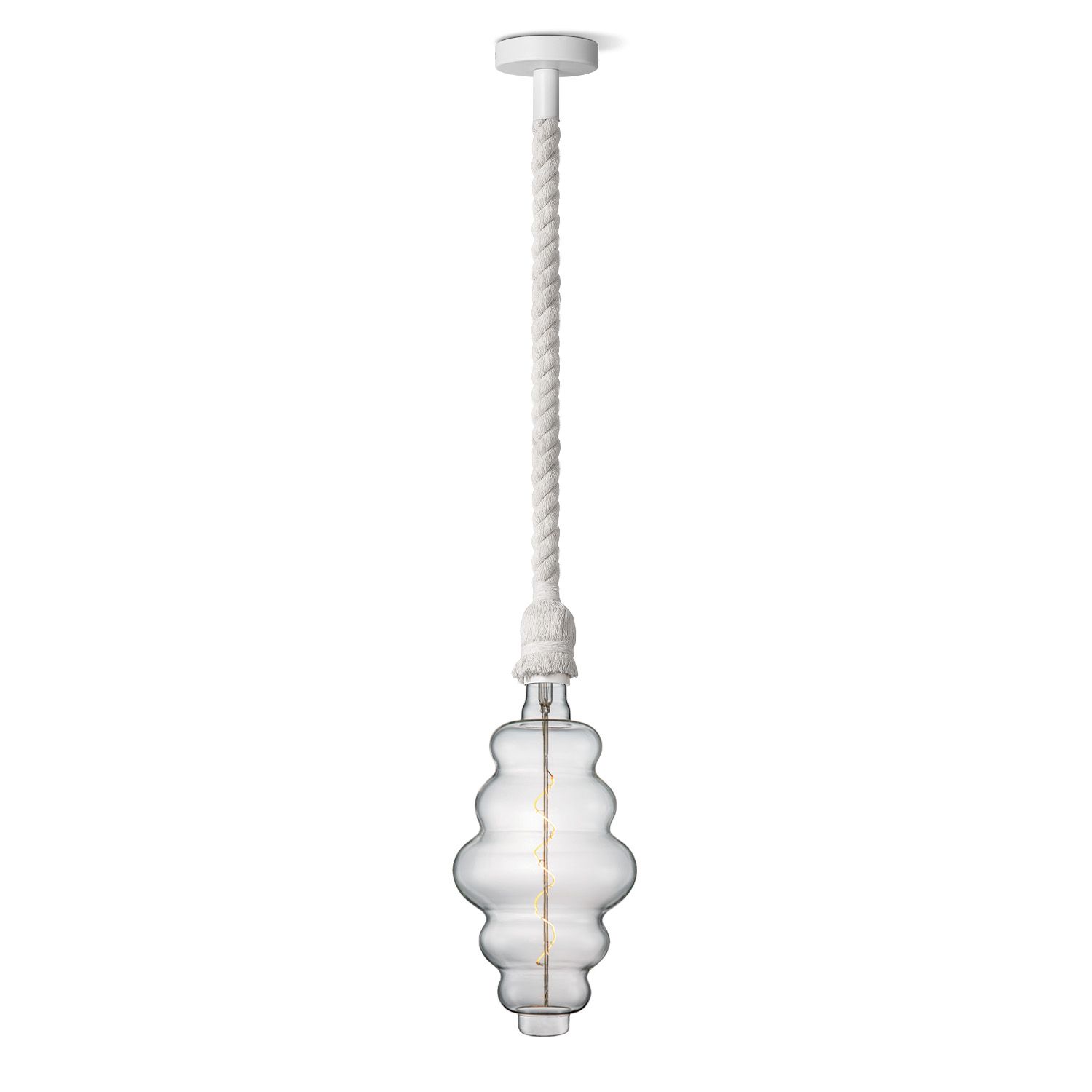 Hanglamp Leonardo wit – Moderne touwverlichting met LED‑lichtbron