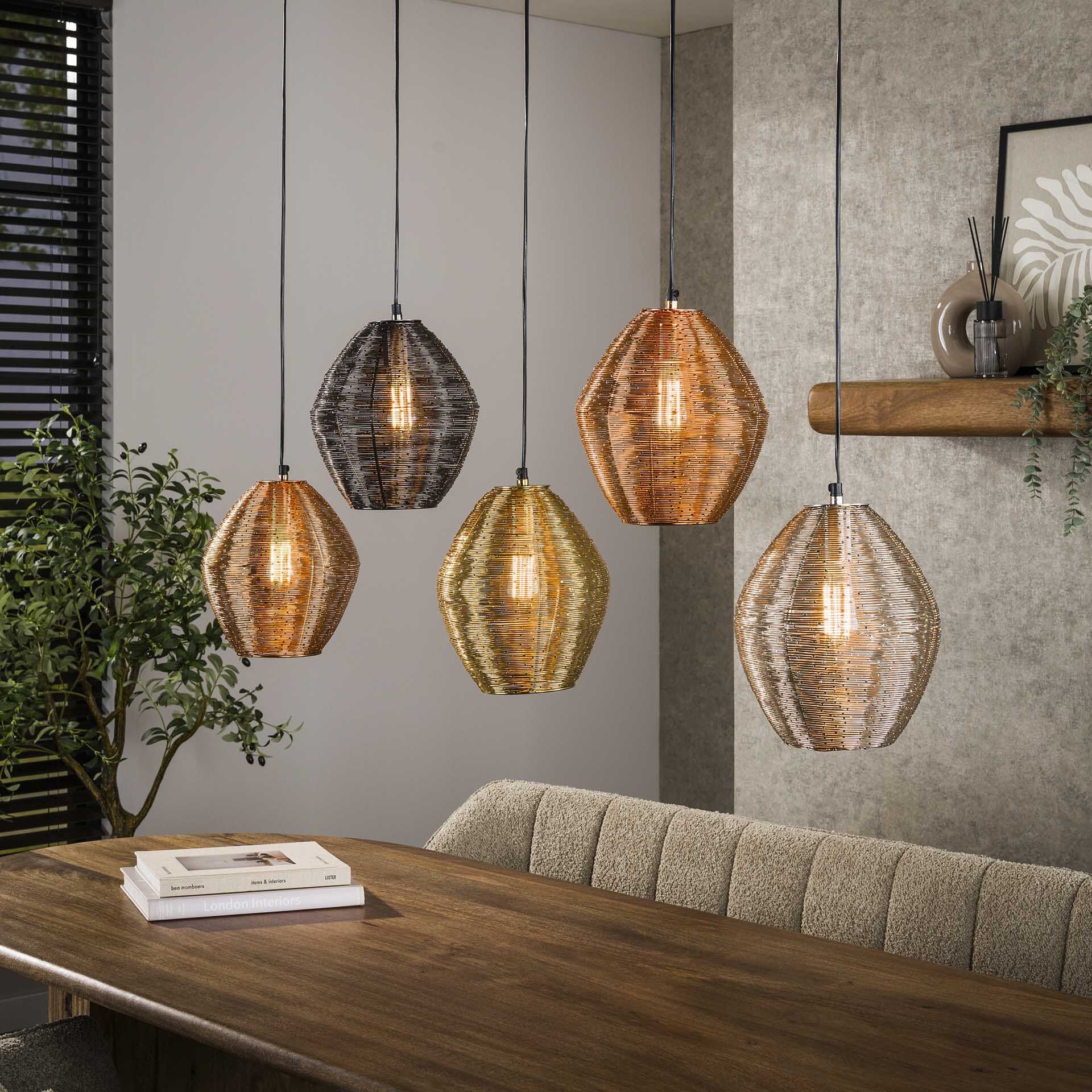 Hanglamp LifestyleFurn Dijon Web Mix – Moderne eyecatcher met verstelbare 5 lampen
