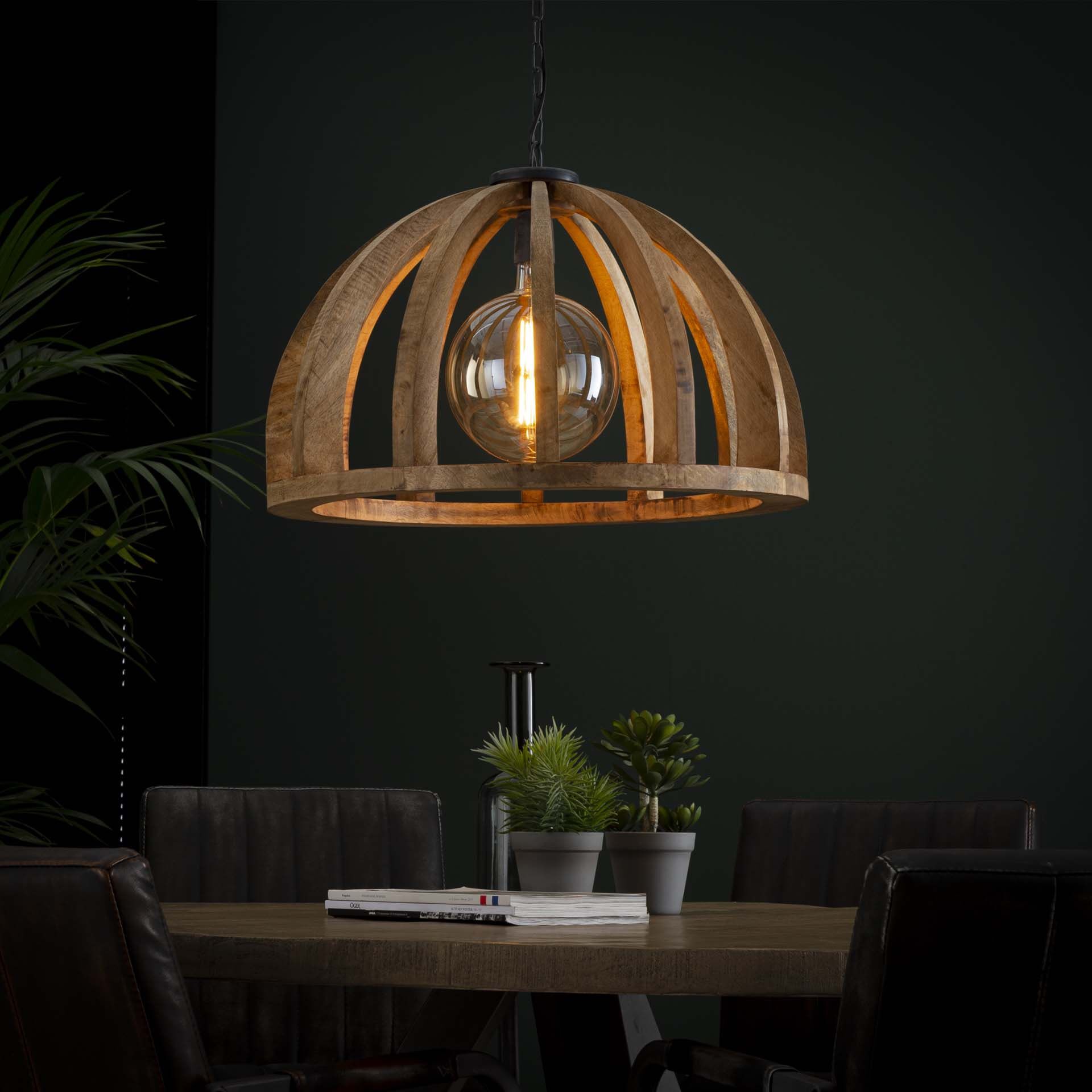 Hanglamp Lindsay Ø60 cm – natuurlijke warmte van massief mangohout