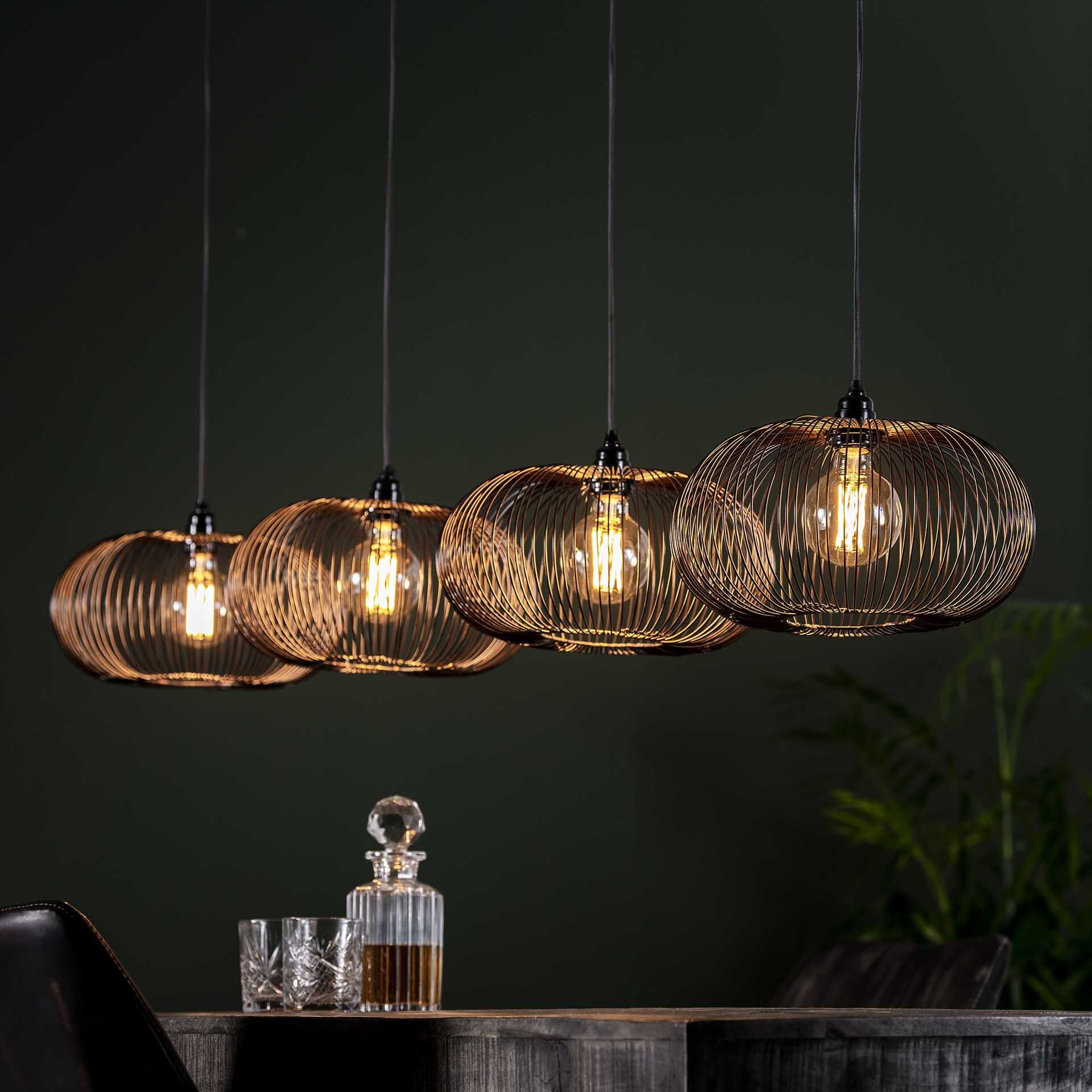 Hanglamp Mallory 35 cm – Moderne 4‑lampenhanglamp in Zwart Nikkel
