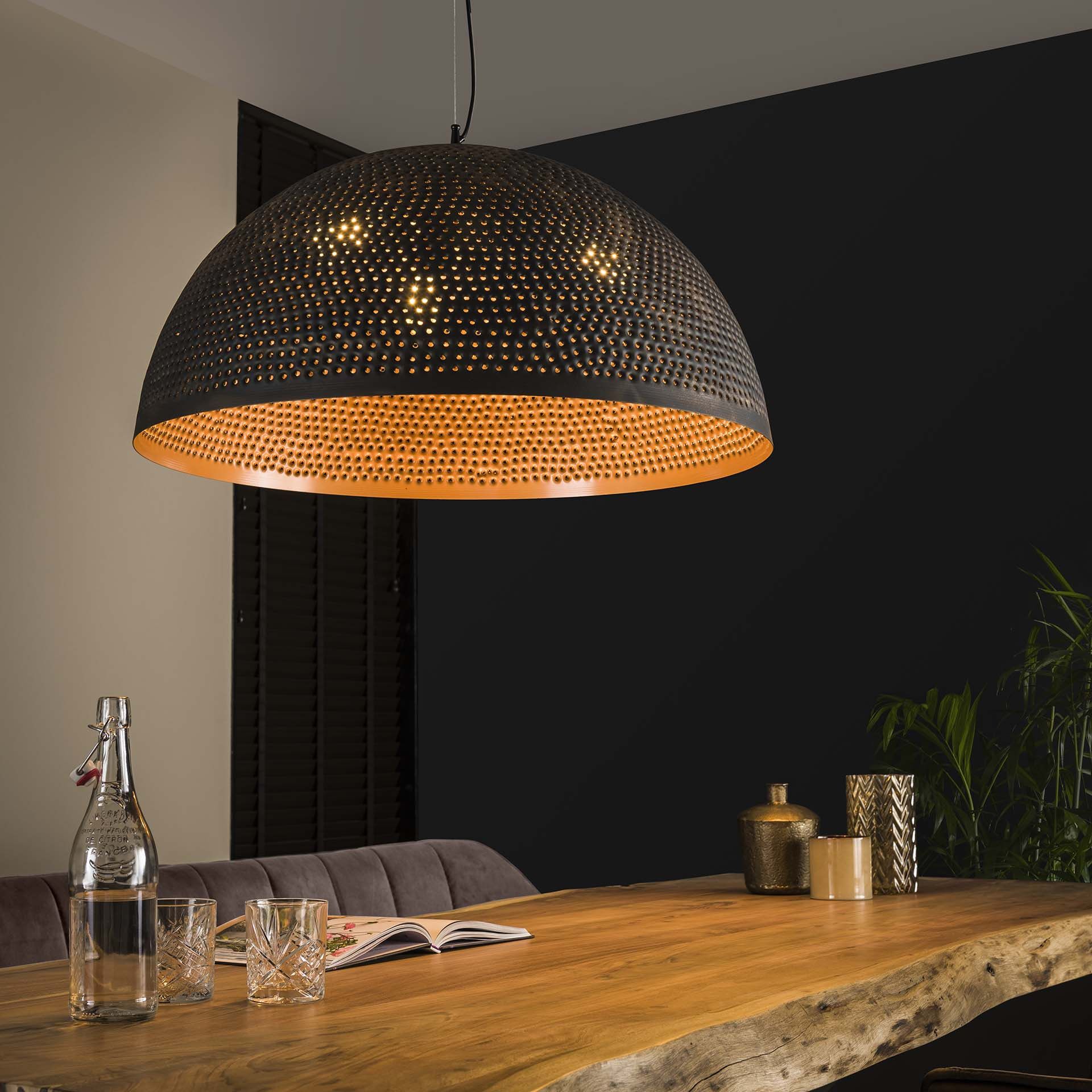 Hanglamp Murray 70 cm – Stijlvol zwart‑bruin met drie E27‑fittingen