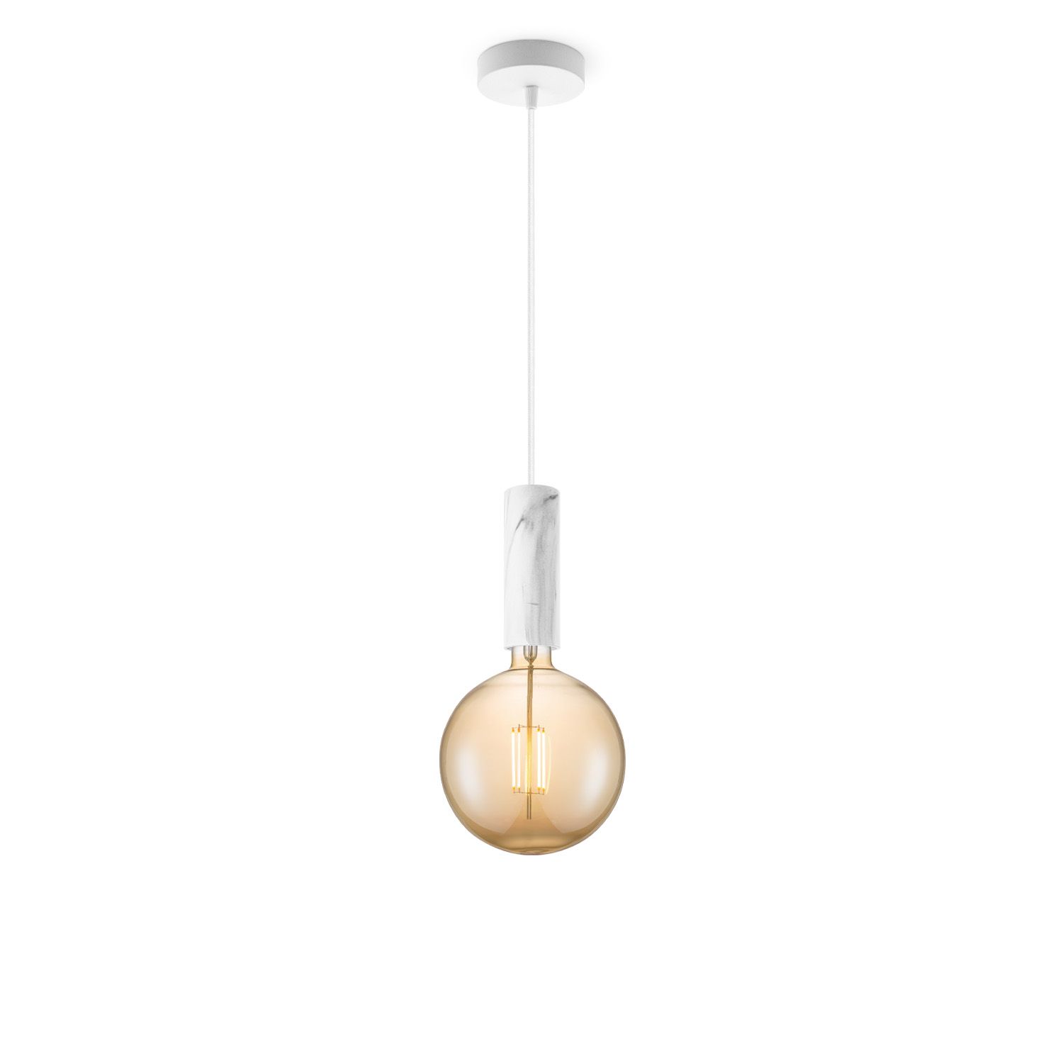 Hanglamp Saga – Marmerlook met amber LED en flexibele hanghoogte
