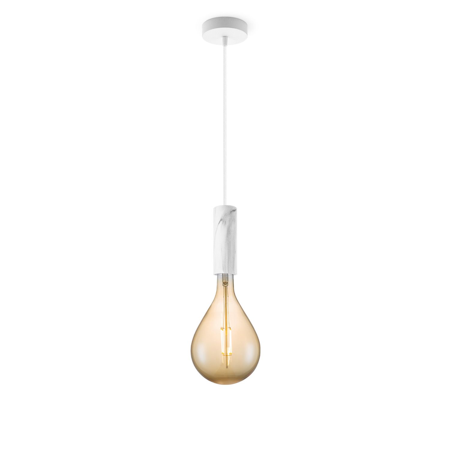 Hanglamp Saga – Marmerlook met amberkleurige vintage LED