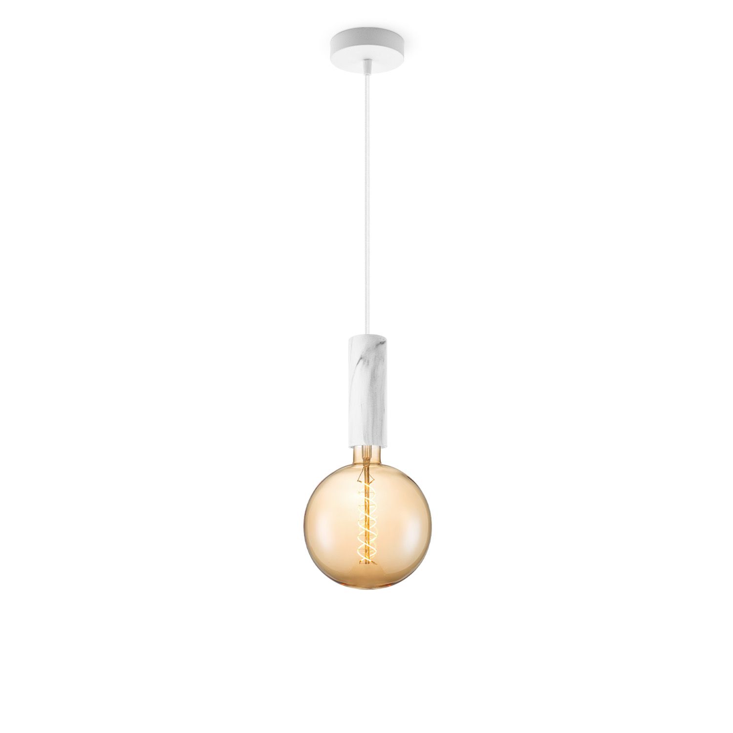 Hanglamp Saga – Marmerlook met Vintage LED in Amber
