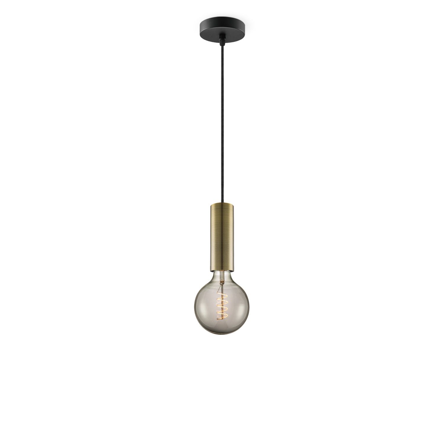 Hanglamp Saga – Moderne brons‑cylinder met vintage LED‑licht in Smoke