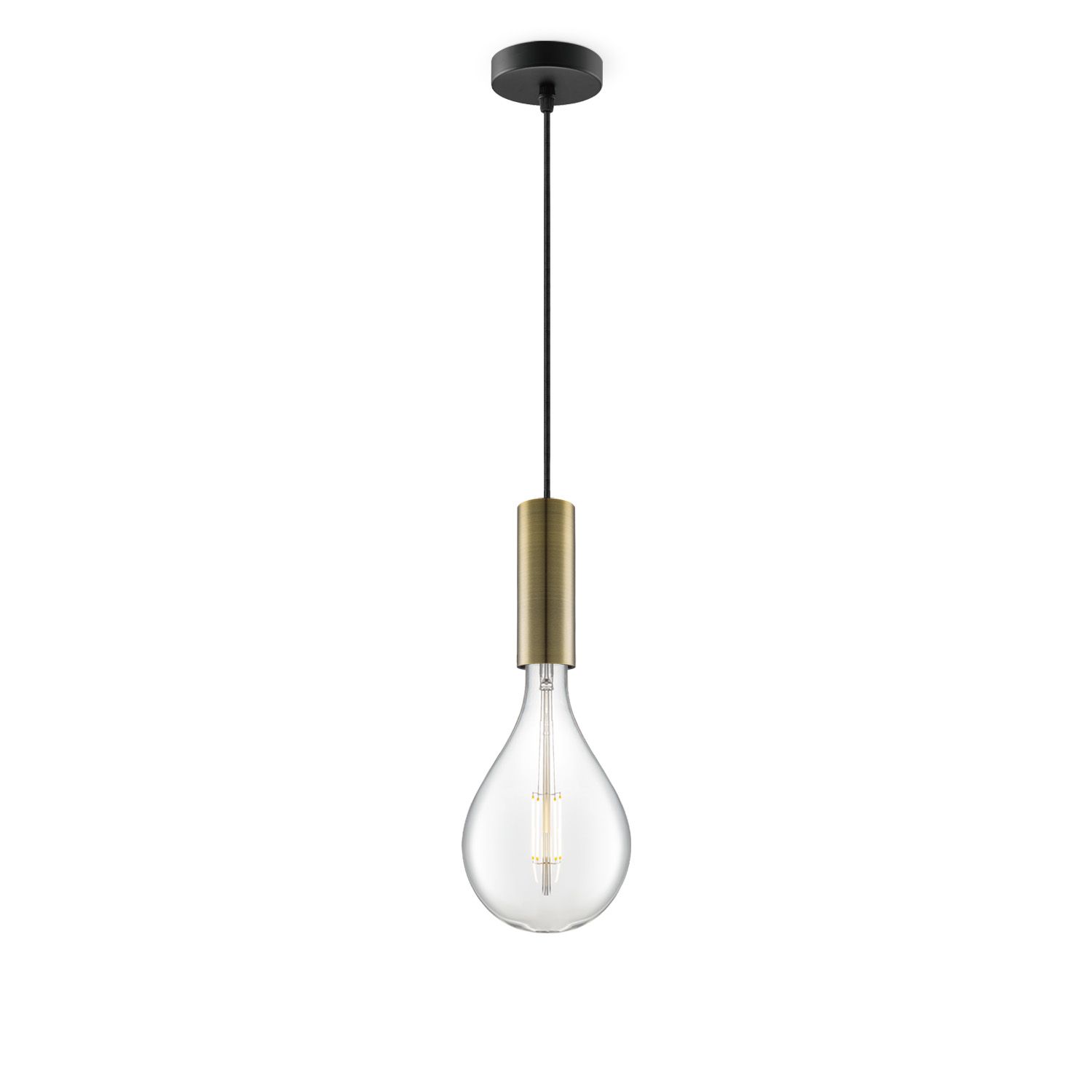 Hanglamp Saga – Moderne Brons Pendellamp met Textielsnoer