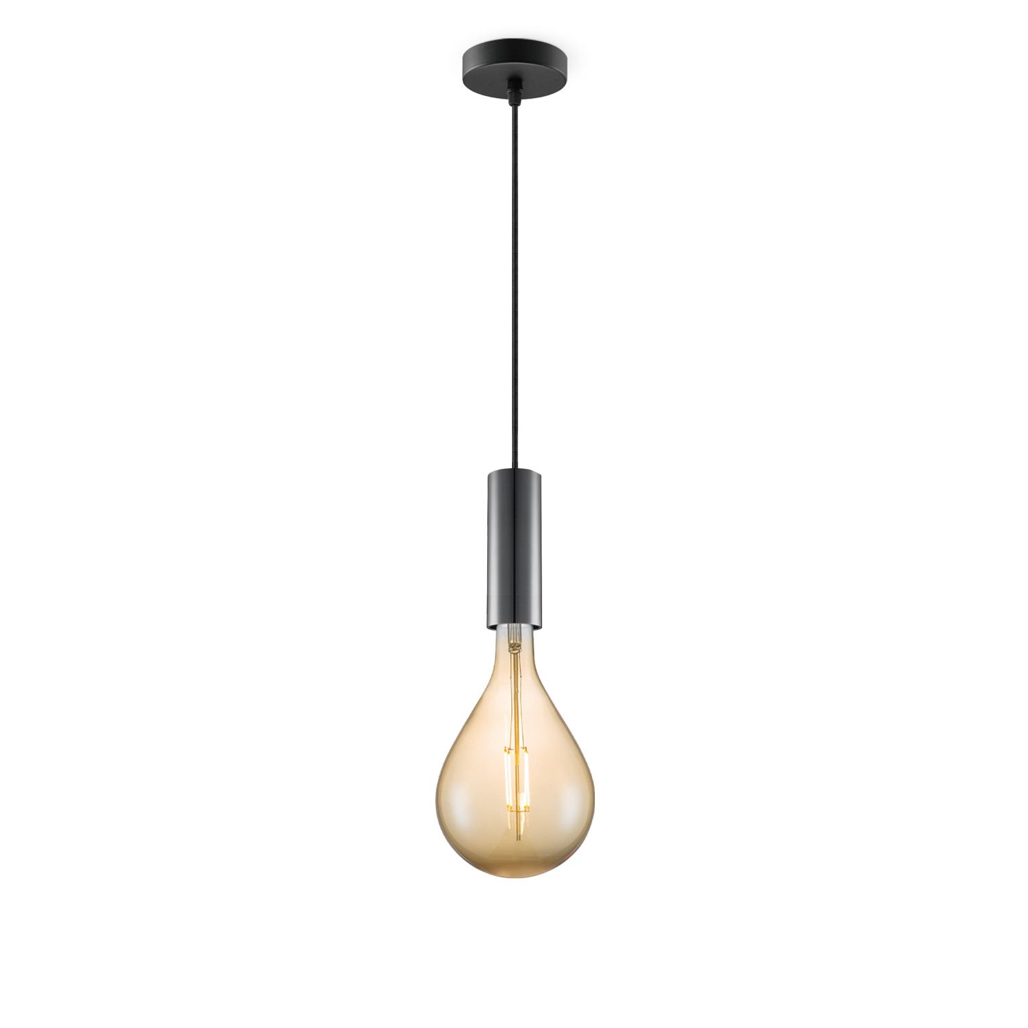 Hanglamp Saga Zwart met Amber LED – Moderne vintage uitstraling voor elk interieur
