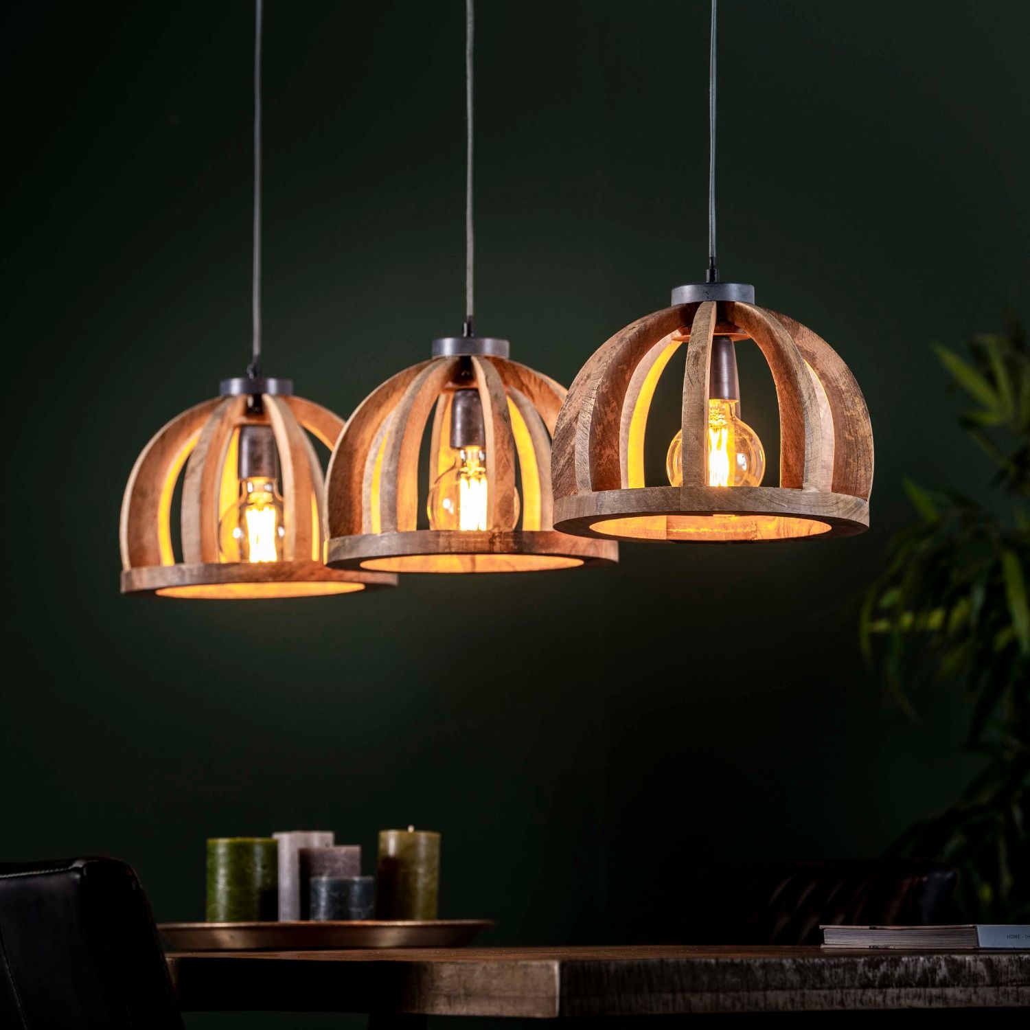 Hanglamp Senora – massief mangohout, 120 cm breed