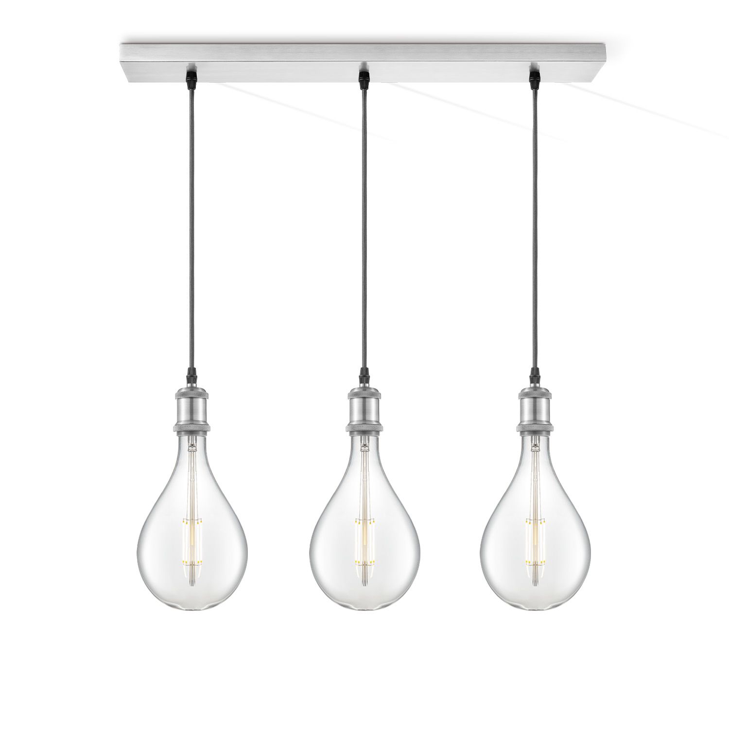 Hanglamp Vintage 3‑Lichts Beam – Warmwit licht met verstelbare tekstielsnoeren