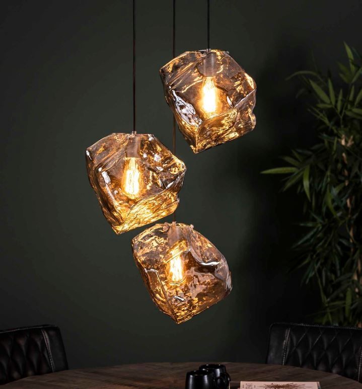 Hanglamp Zaloni Rock Chromed 3L – Verstelbare Designlamp van Glas
