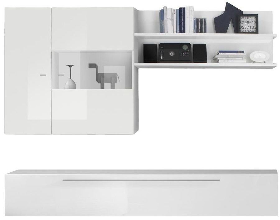 Helga TV‑wandmeubel set – strakke hoogglans wit voor de moderne woonkamer