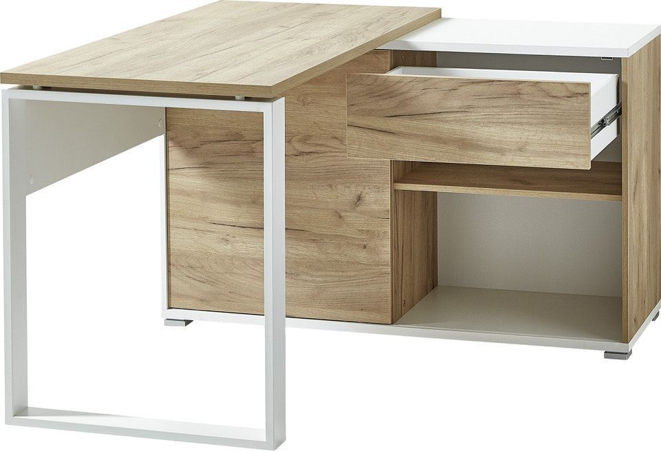 Hoekbureau Lioni – Strak wit‑eiken design van 120 cm voor een lichte werkomgeving