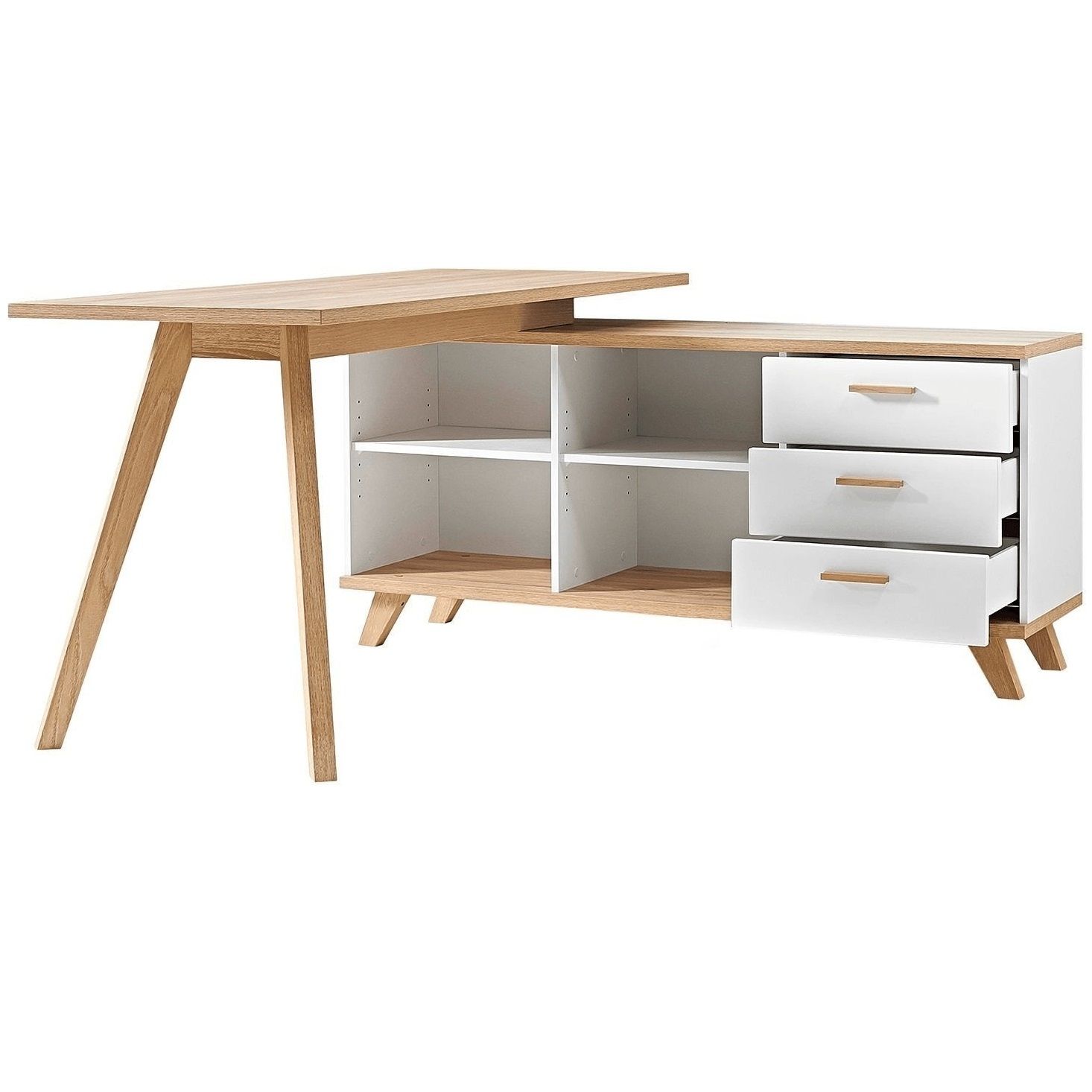 Hoekbureau Oslo 145 cm – modern wit & sanremo eiken voor een lichte werkplek