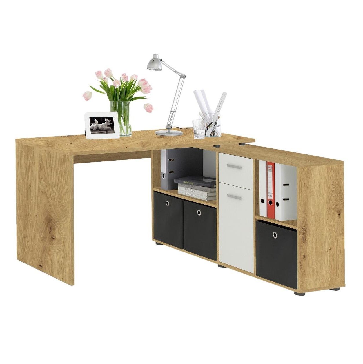 Hoekbureau Trex 136 cm – stijlvol en functioneel in artisan eiken