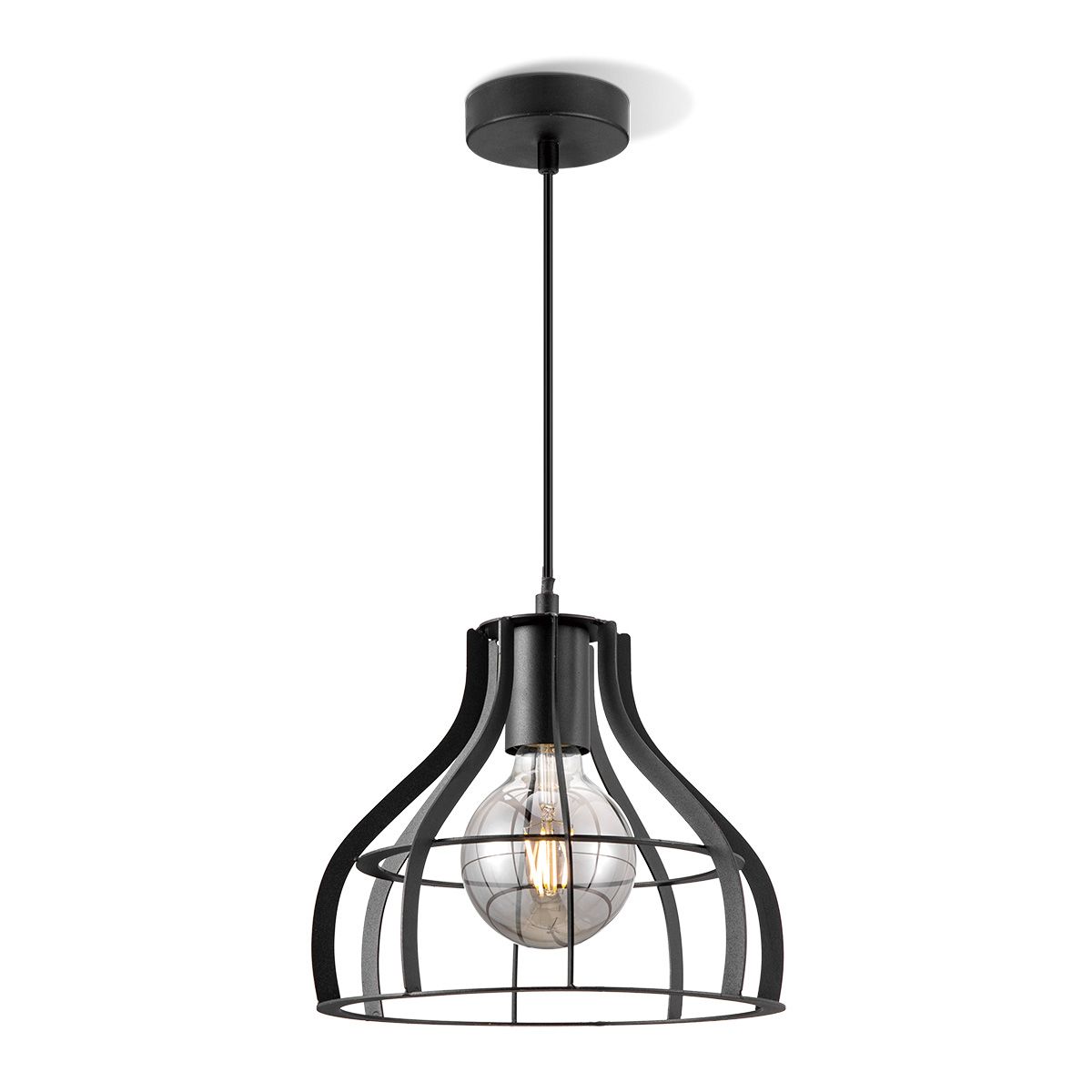 Home Sweet Home Blank Hanglamp 25 cm – Zwarte Industriële Verstelbare Hanglamp