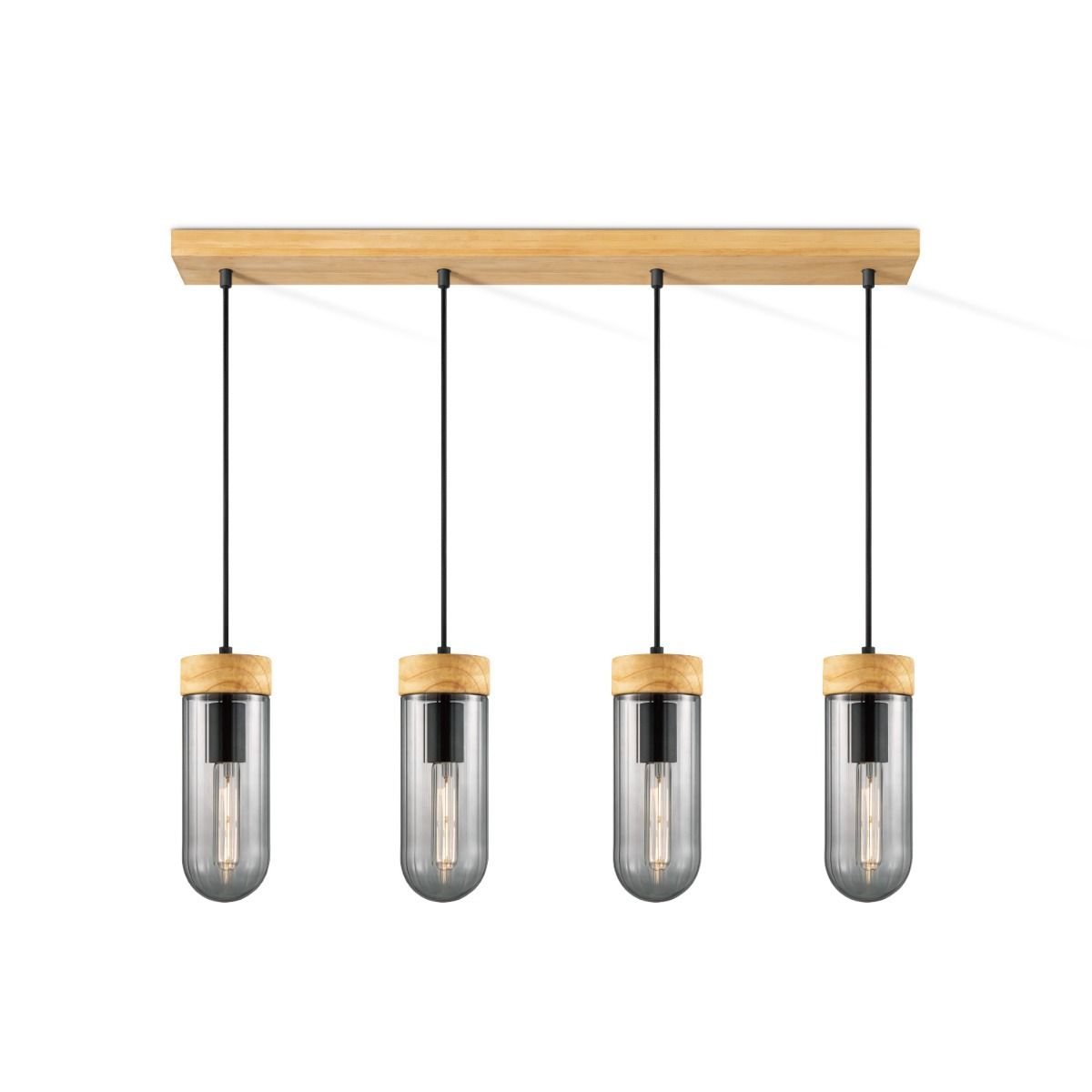 Home Sweet Home Capri Hanglamp 4L – Compact Hout‑ & Mat‑Glasdesign