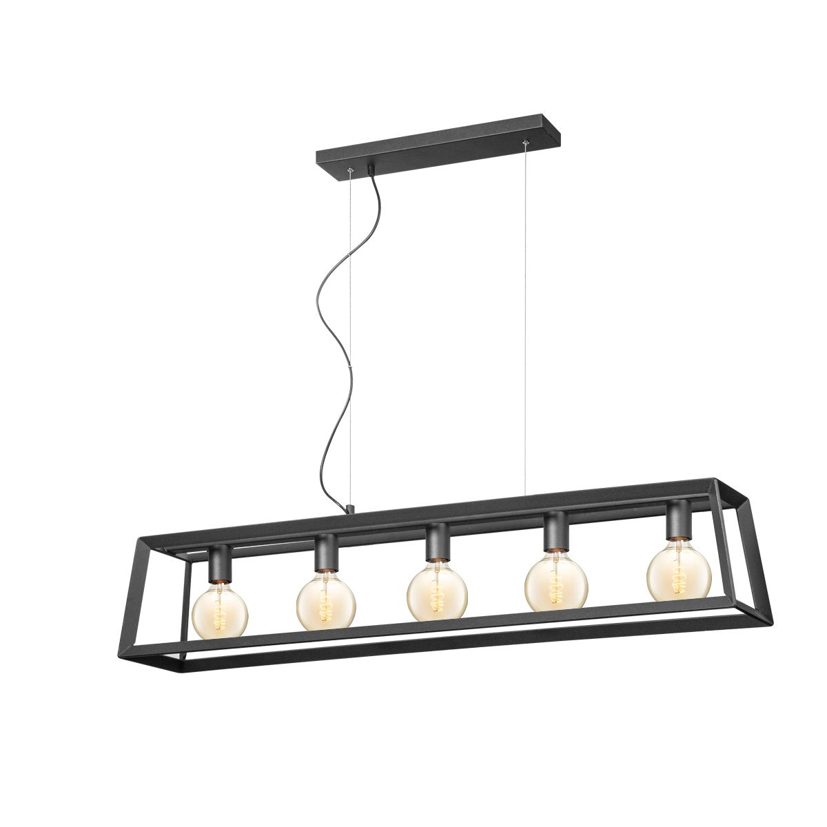 Home Sweet Home Dito industriële hanglamp – 5‑lichts, zwart, verstelbaar