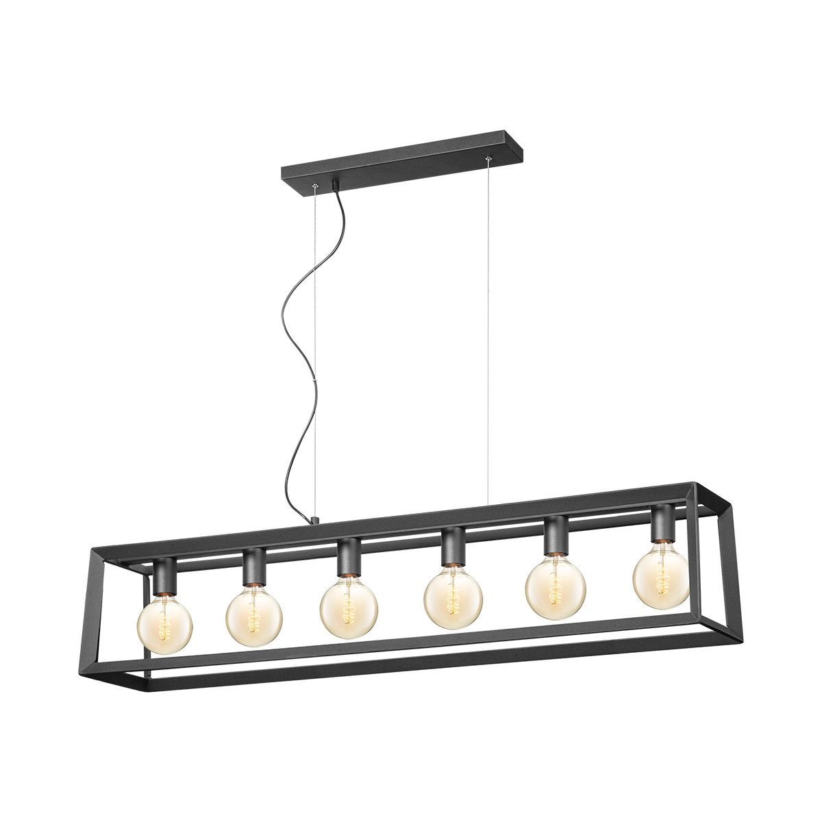 Home Sweet Home Dito – Industriële zwarte 6‑licht hanglamp voor sfeervolle ruimtes