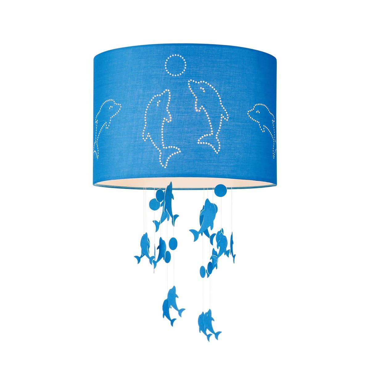 Home sweet home Dolphins lampenkap – Blauwe kinderlamp met dolfijntjes Ø 30 cm