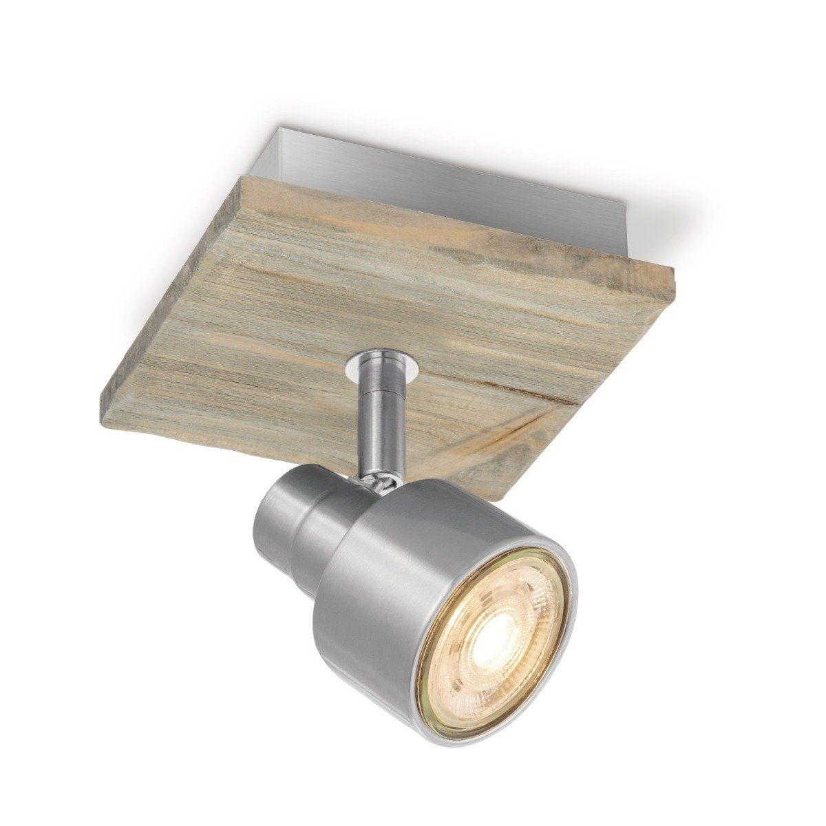 Home Sweet Home Drift 12 cm LED Opbouwspot – Dimbaar met Metaal & Hout