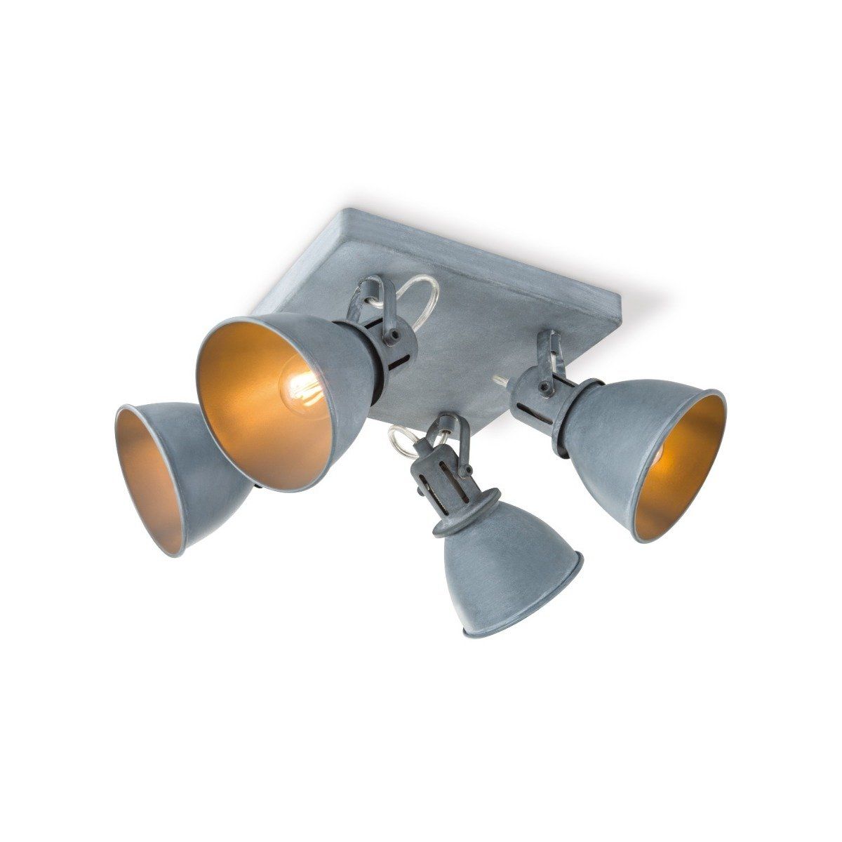 Home Sweet Home Fama 4‑lampen LED‑opbouwspot Ø 23 cm – industriële betonlook