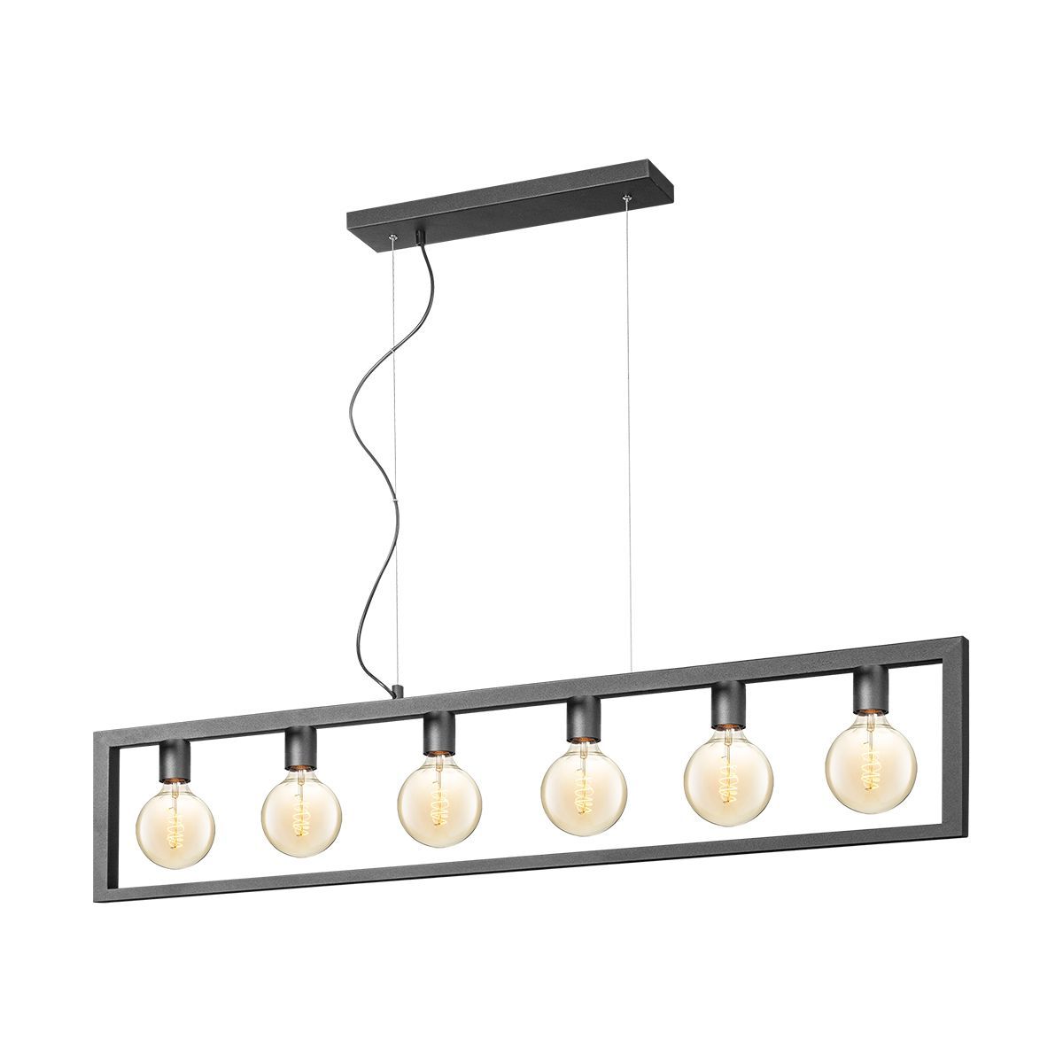 Home sweet home Fito – opvallende zwarte hanglamp met 6 verstelbare lichtpunten