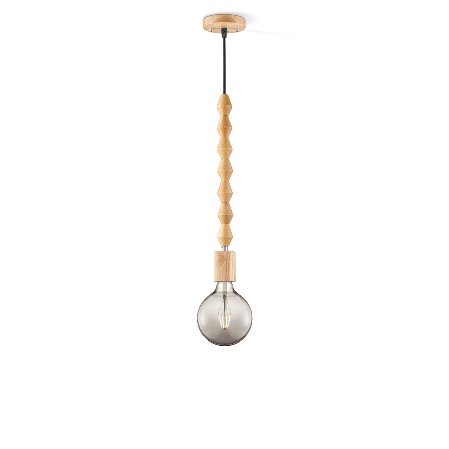 Home Sweet Home Hanglamp Dana Globe g125 – Smoke – Houten pendellamp voor een warme verlichte woonkamer