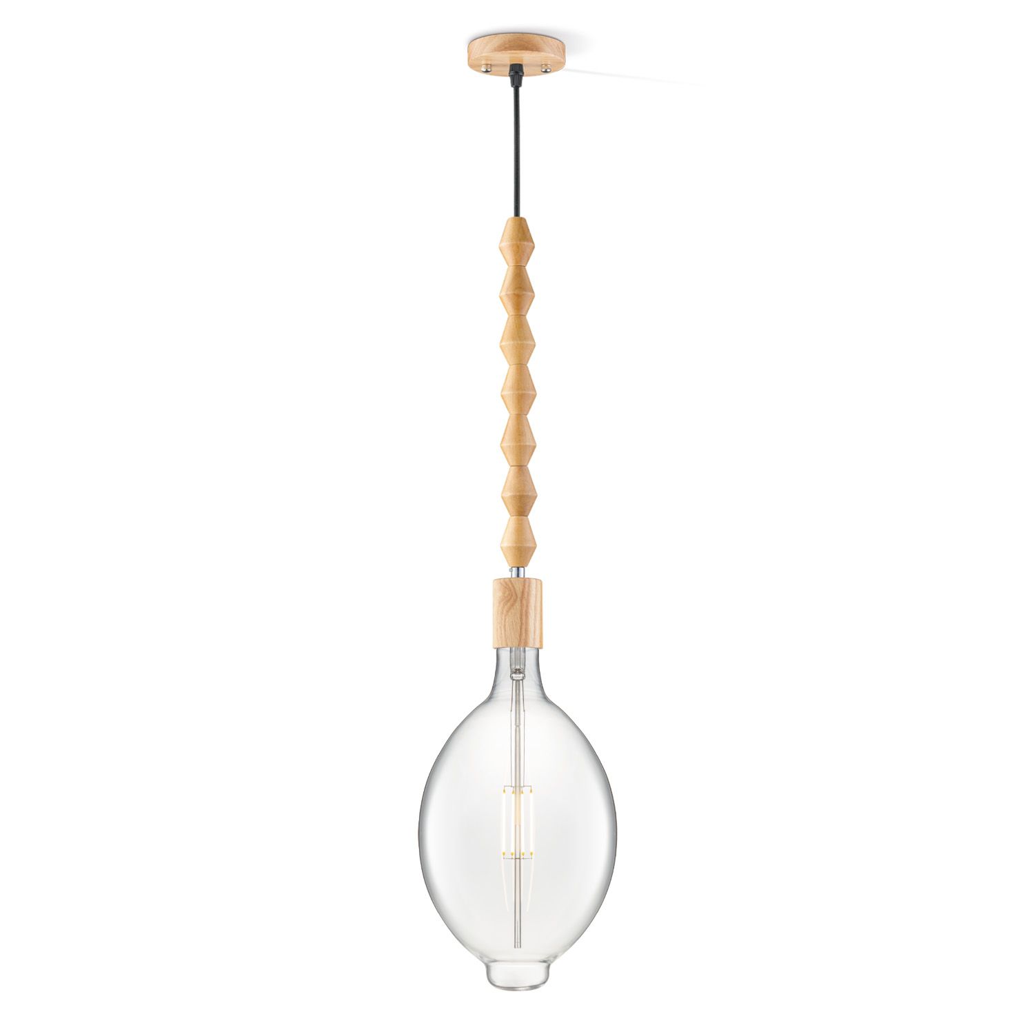 Home sweet home Hanglamp Dana Oval – Heldere houten pendellamp voor een warme sfeer