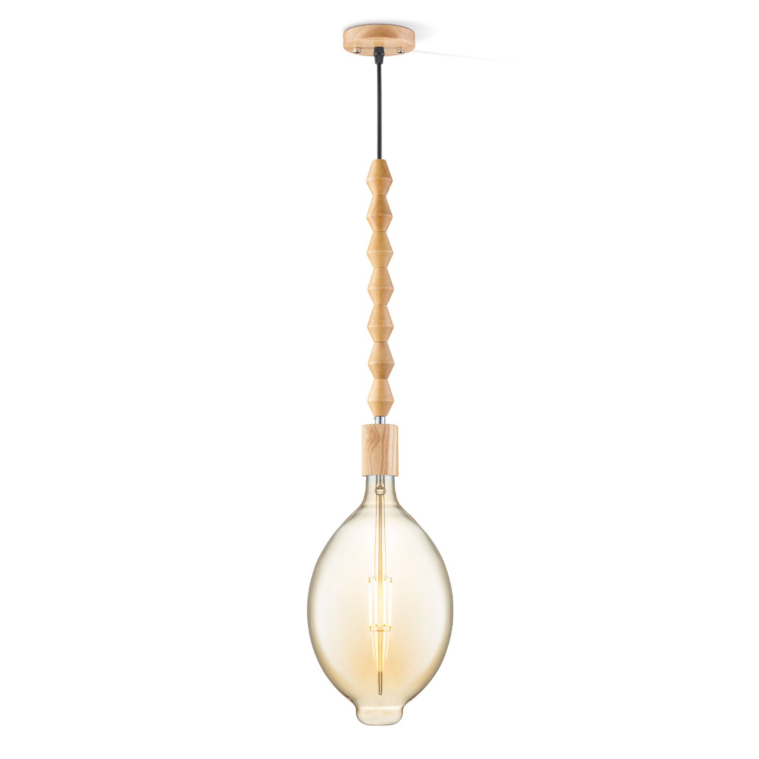 Home Sweet Home Hanglamp Dana Oval – Warme Amber Houten Pendellamp
