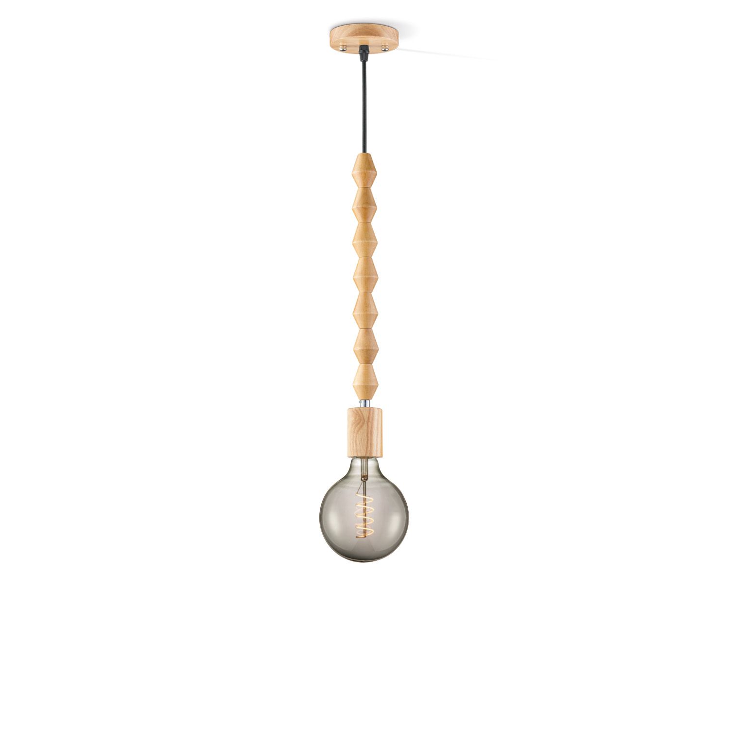 Home Sweet Home Hanglamp Dana Spiral G125 – Smoke: houten pendellamp met warme sfeer