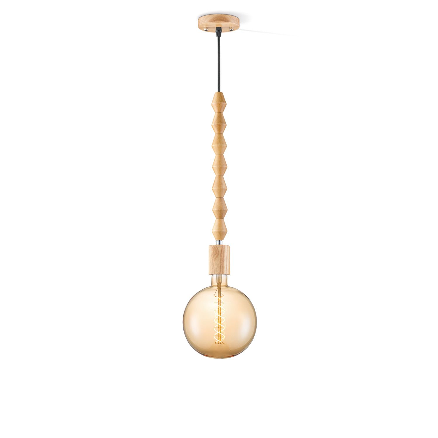 Home Sweet Home Hanglamp Dana Spiral – Warme Houten Pendellamp in Amber