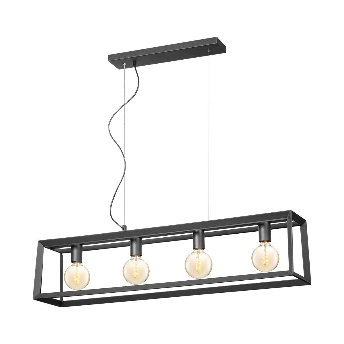 Home Sweet Home Hanglamp Dito 4‑Licht Zwart – Industriële Sfeer in één Stijlvolle Hanglamp